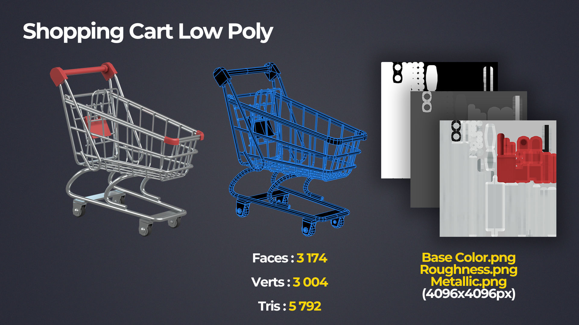 Shopping Cart Low-poly 3D model_2