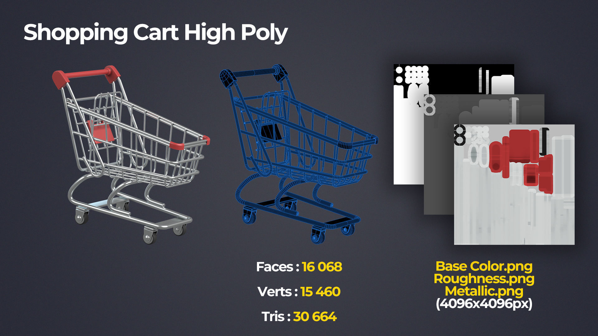 Shopping Cart Low-poly 3D model_3