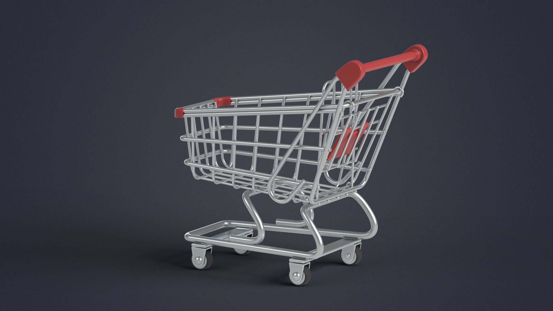 Shopping Cart Low-poly 3D model_11
