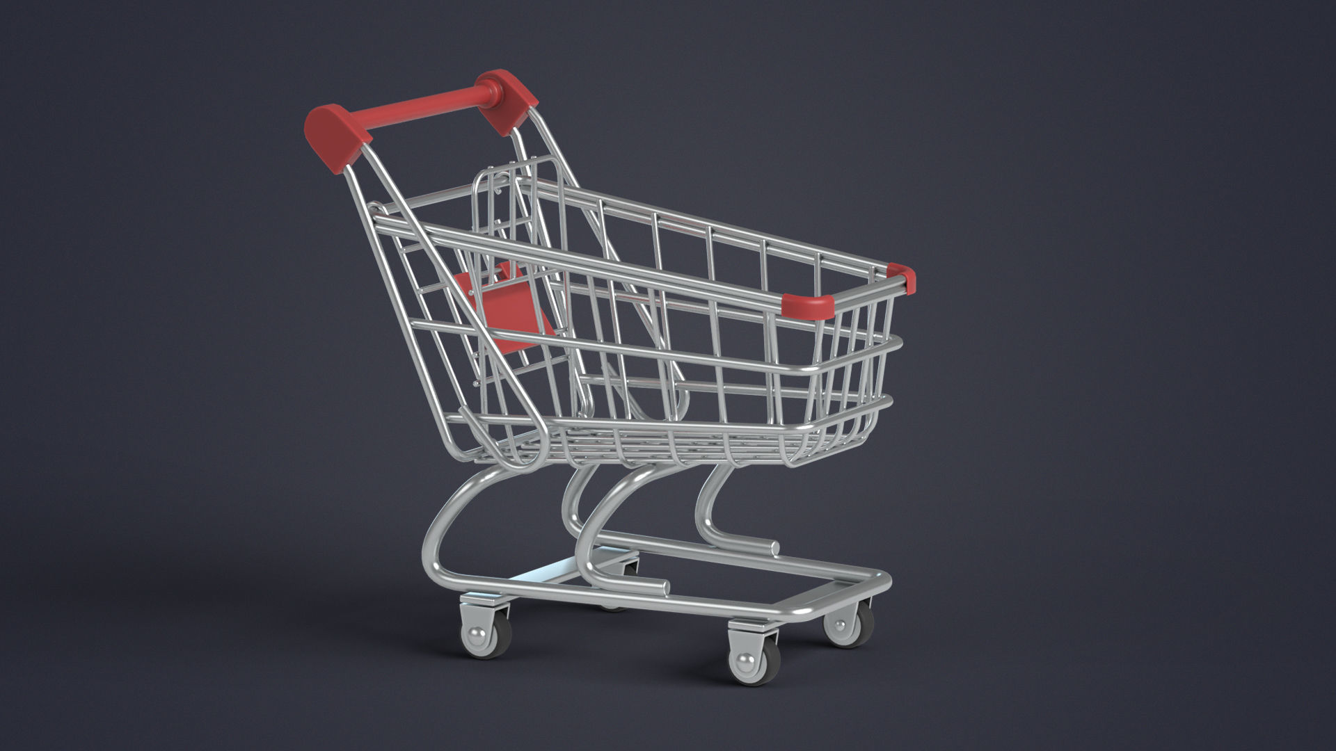 Shopping Cart Low-poly 3D model_5