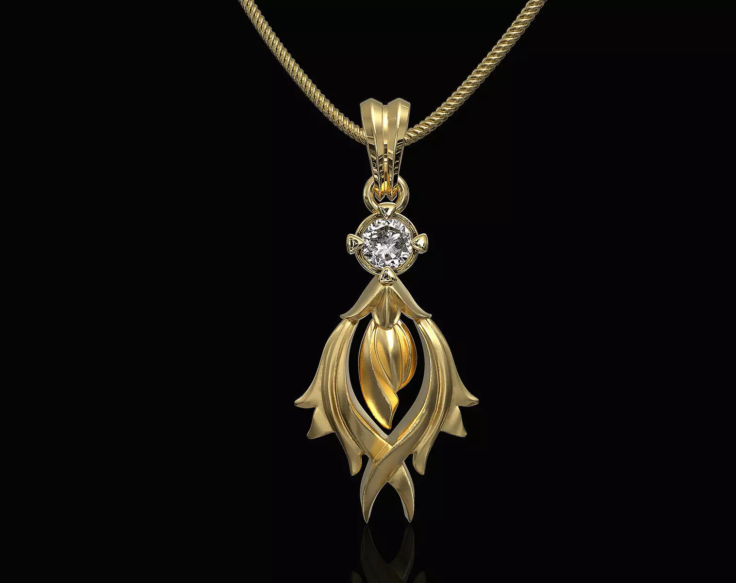 Flame Pendant with Gems 3D print model