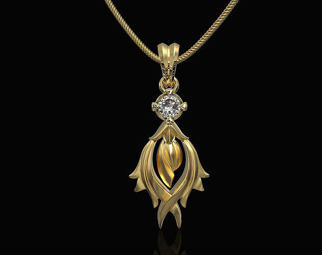 Flame Pendant with Gems 3D print model