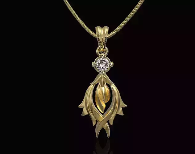 Flame Pendant with Gems