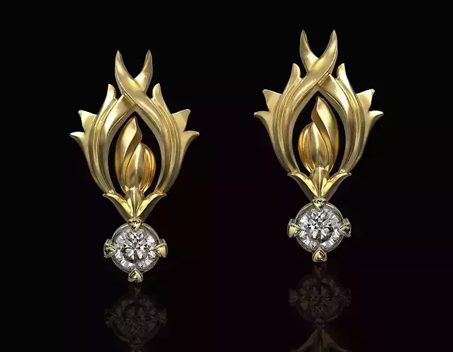 Flame Earrings with Gems 3D print model