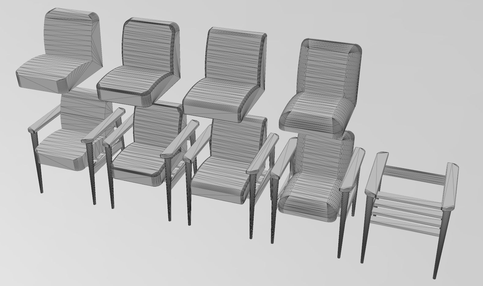 Miniature armchair with a wooden frame mockups props N03 3D print model_10