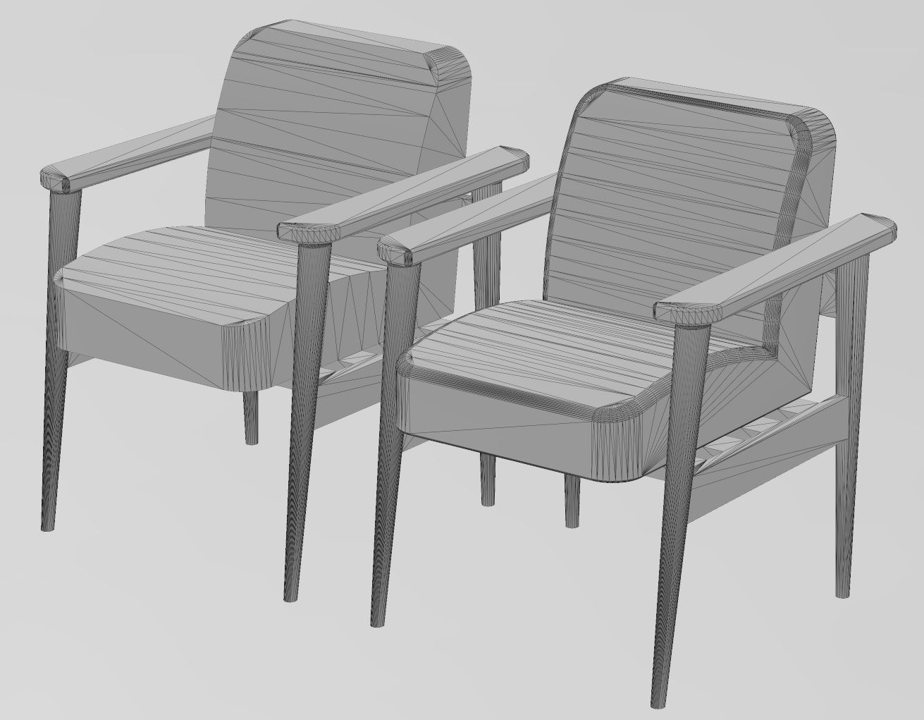 Miniature armchair with a wooden frame mockups props N03 3D print model_12