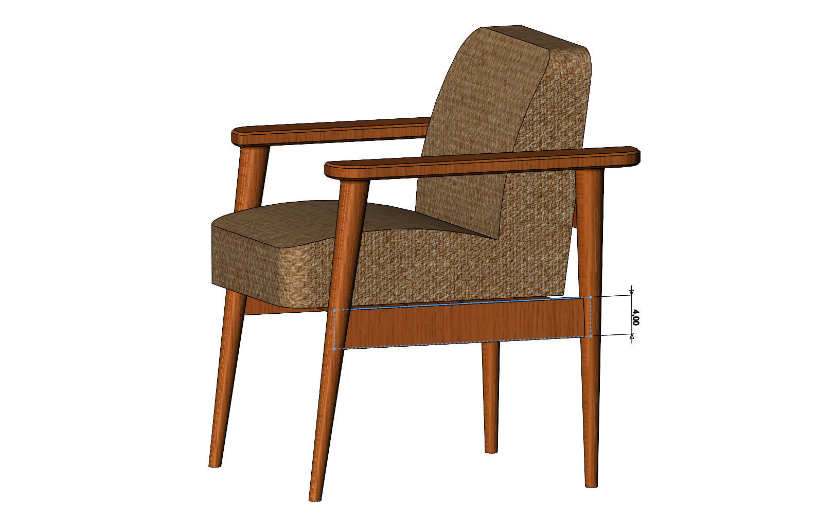 Miniature armchair with a wooden frame mockups props N03 3D print model_7