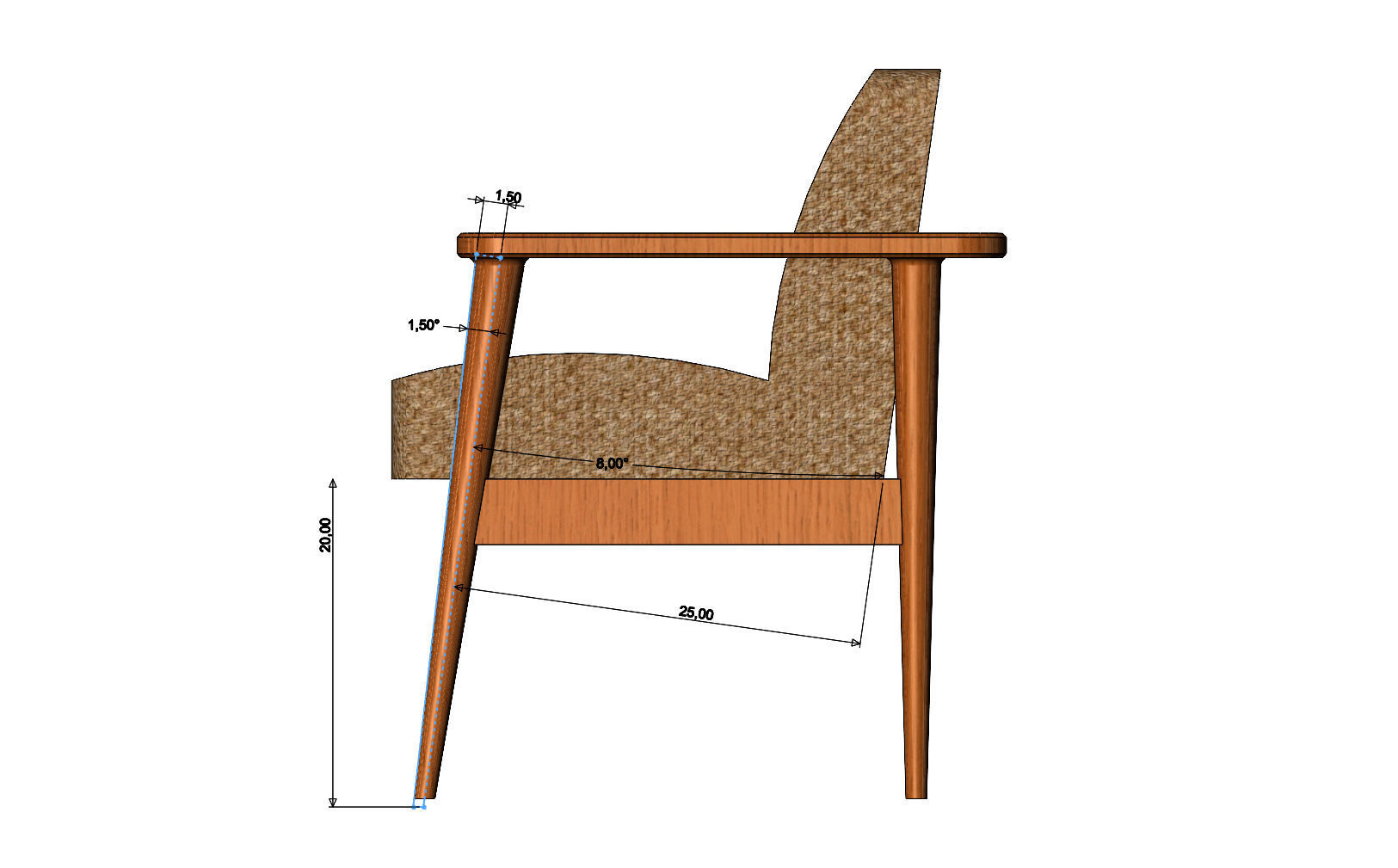 Miniature armchair with a wooden frame mockups props N03 3D print model_6