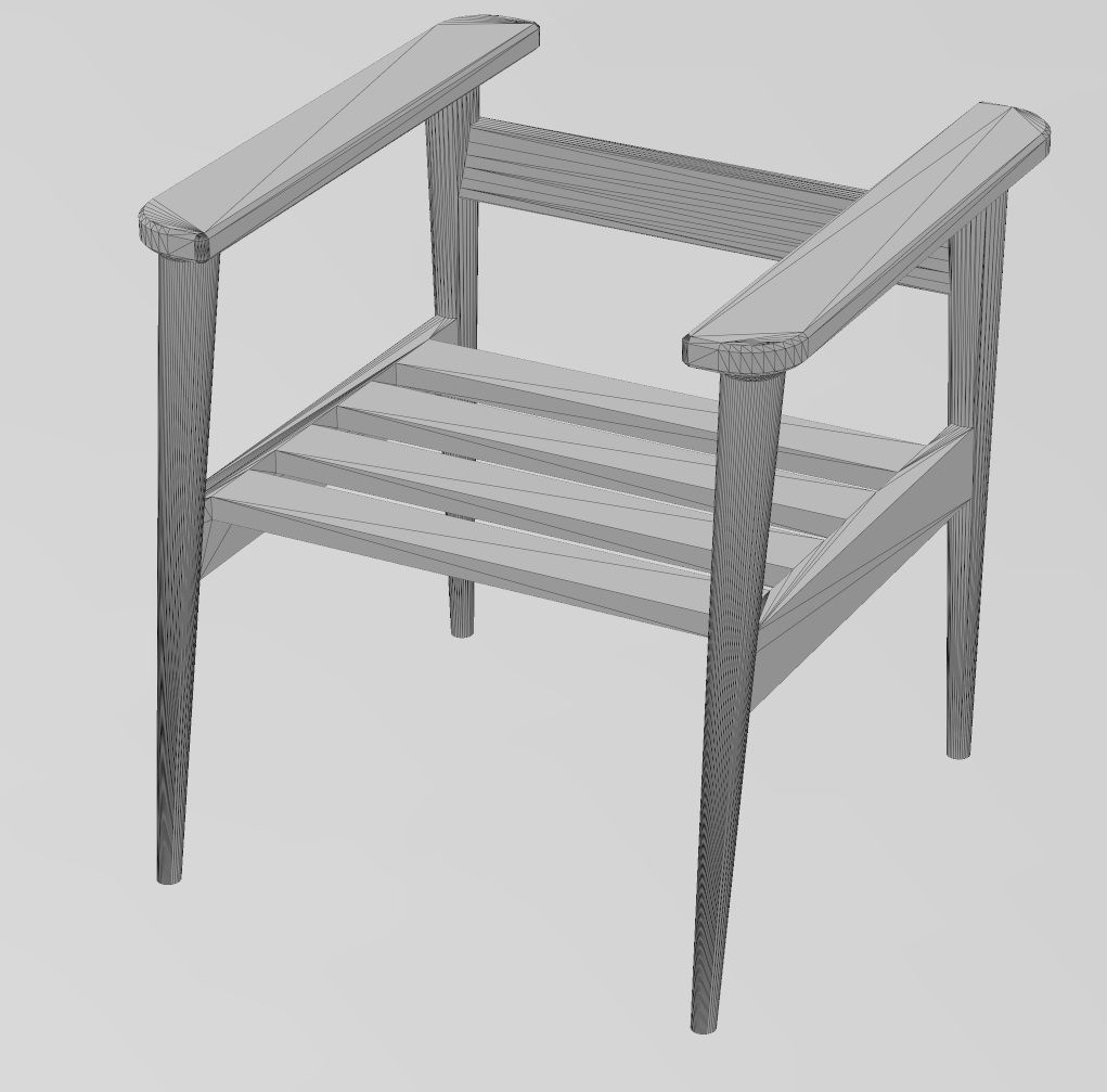 Miniature armchair with a wooden frame mockups props N03 3D print model_11