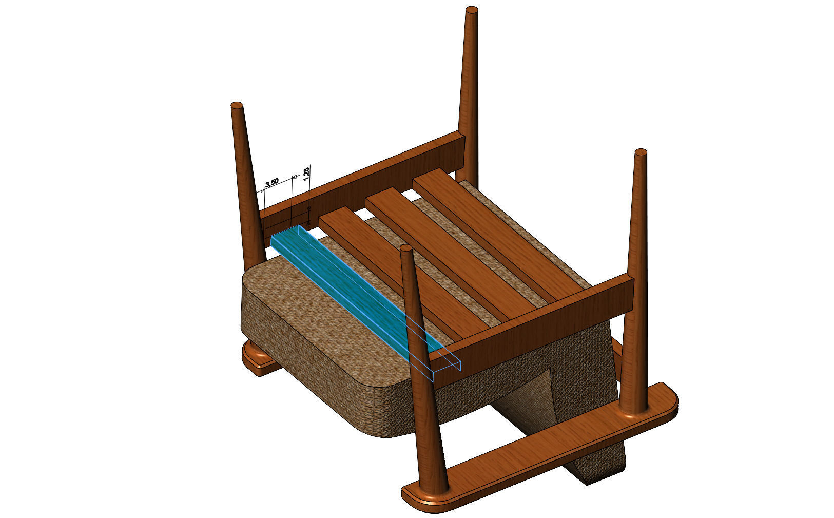 Miniature armchair with a wooden frame mockups props N03 3D print model_9