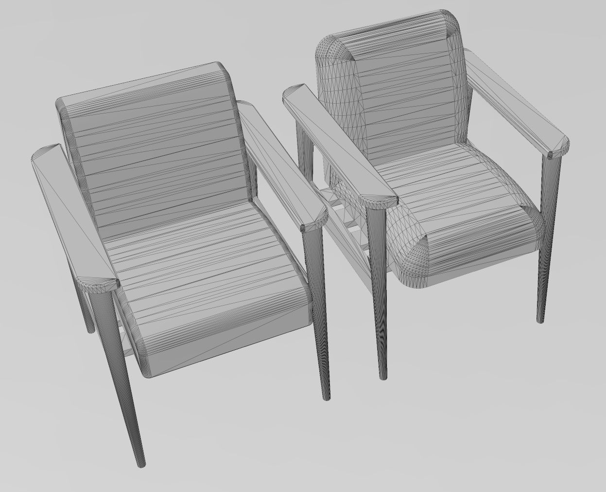 Miniature armchair with a wooden frame mockups props N03 3D print model_13