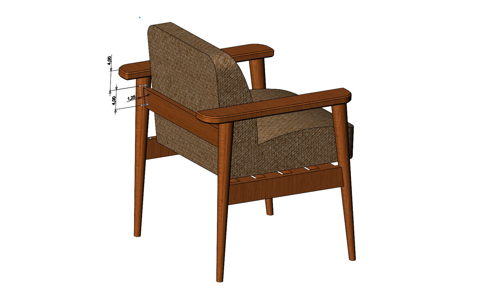 Miniature armchair with a wooden frame mockups props N03 3D print model_8