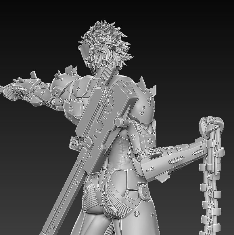 Raiden Statue from Metal Gear Rising 3D PRINTABLE 3D print model_10