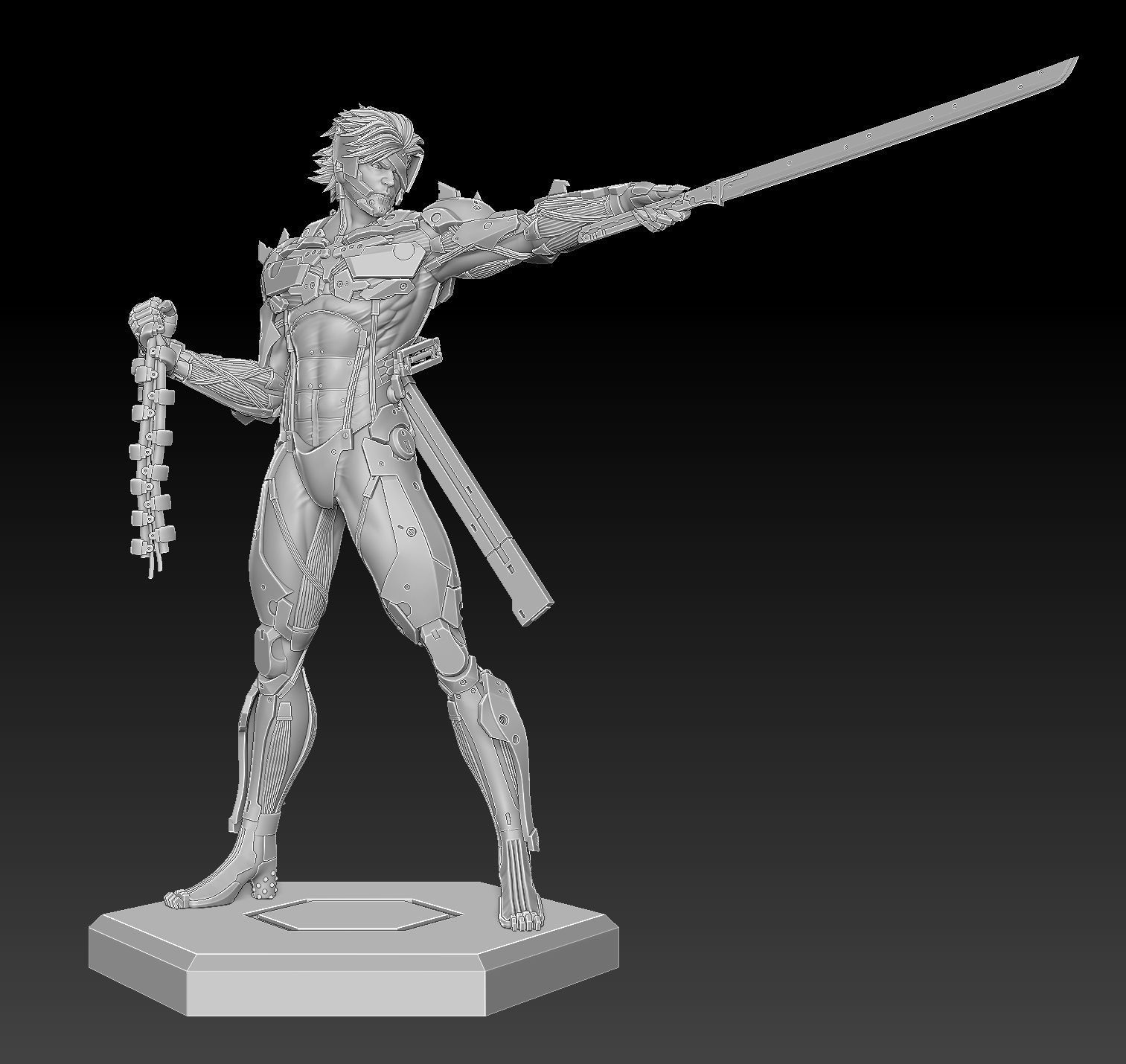 Raiden Statue from Metal Gear Rising 3D PRINTABLE 3D print model_8