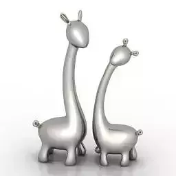 Giraffe two silver giraffes