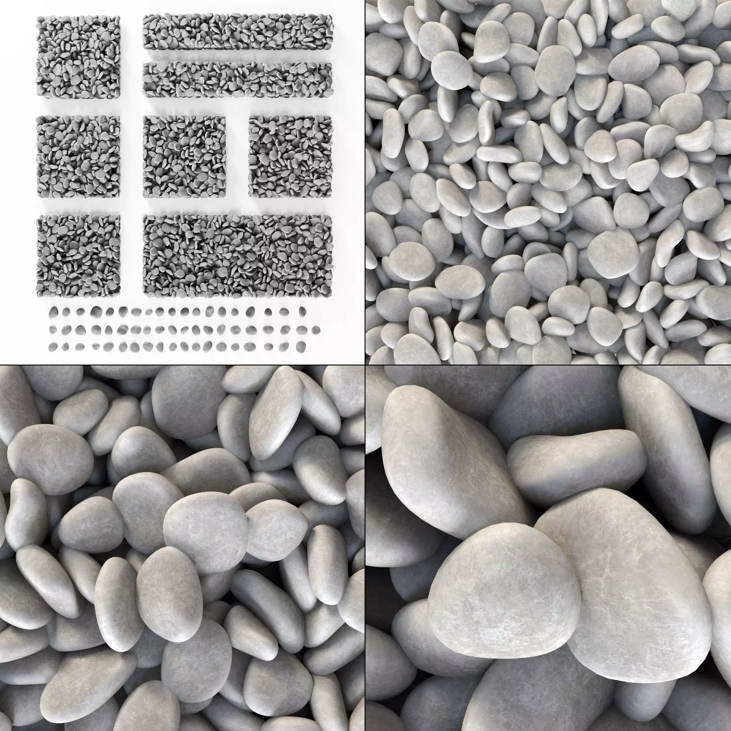 Pebble low n6 three White 3D model_0