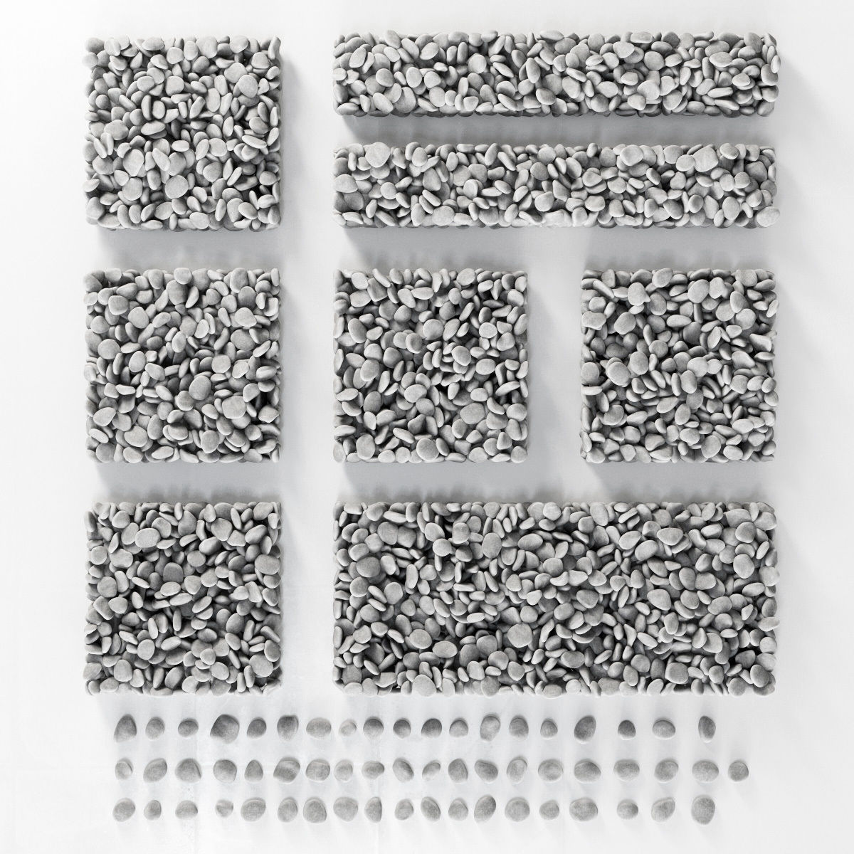 Pebble low n6 three White 3D model_10