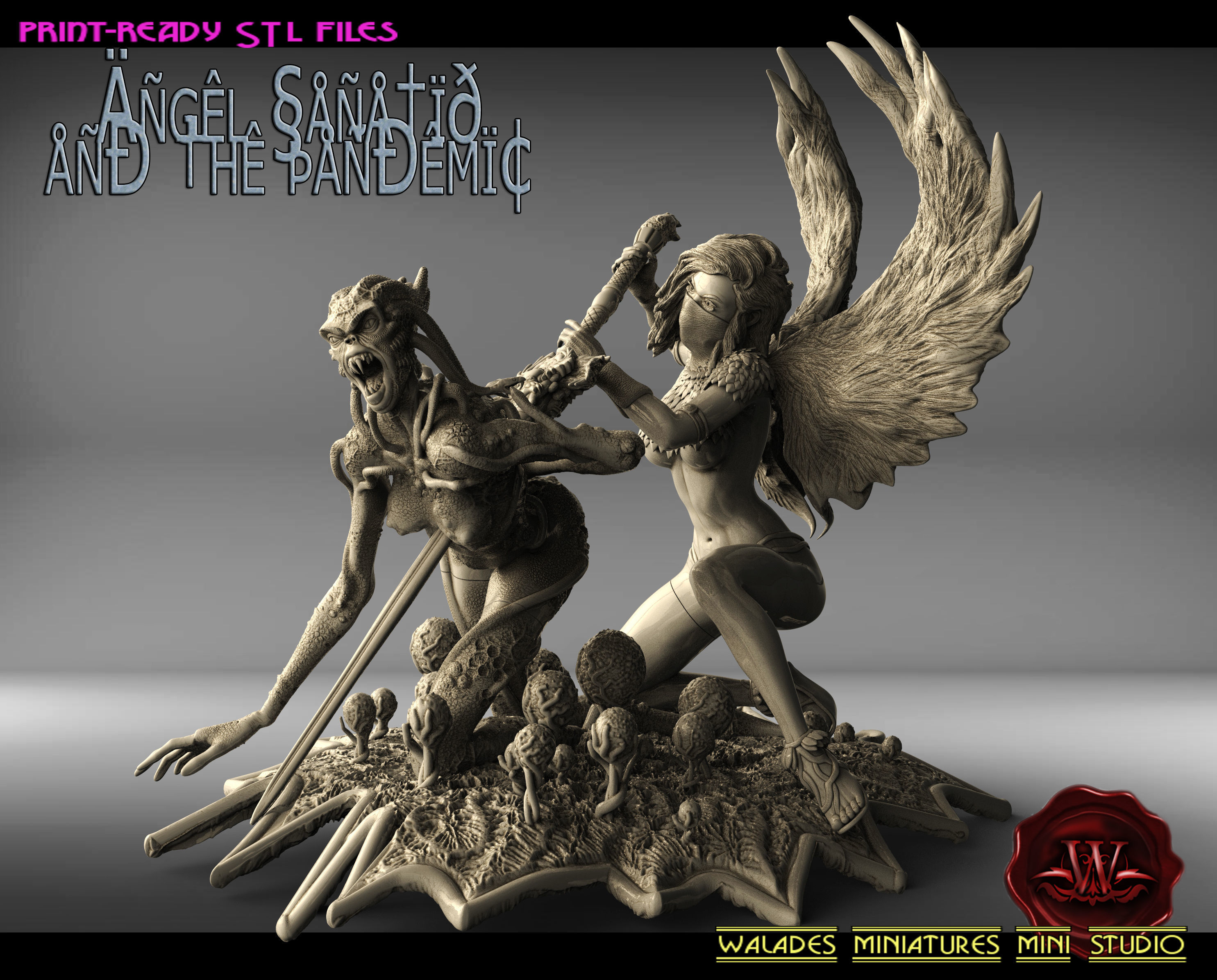 Angel Sanatio and the Pandemic 3D print model_12