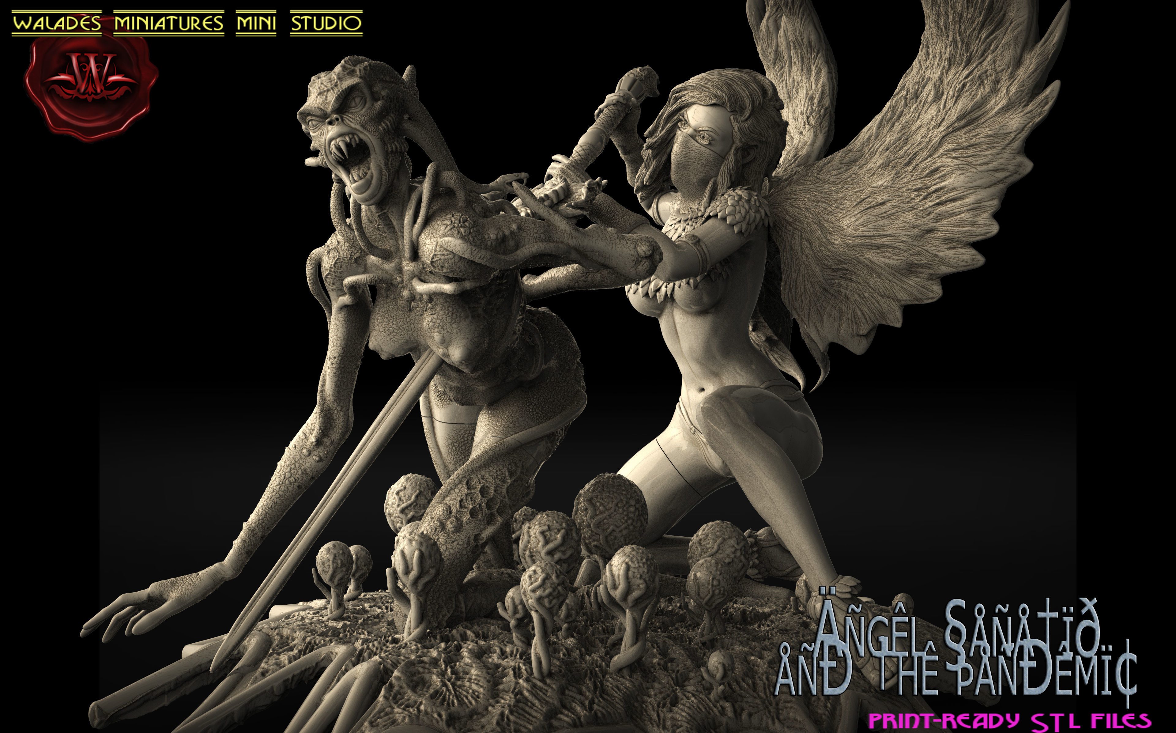 Angel Sanatio and the Pandemic 3D print model_1