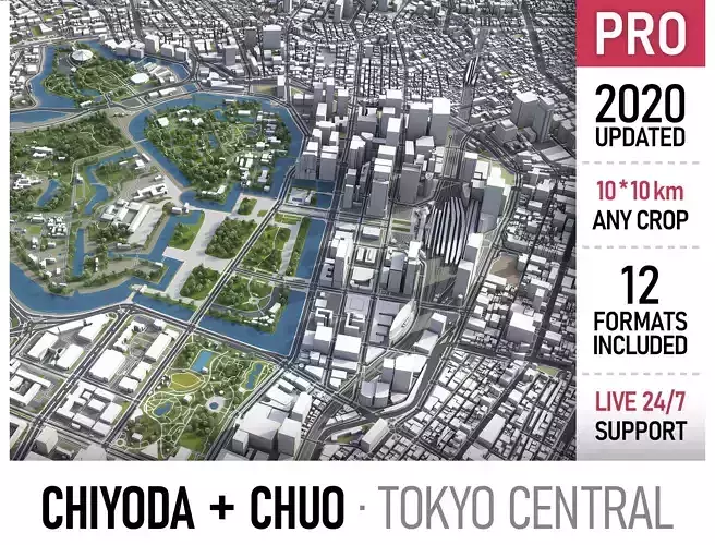 Tokyo - Chiyoda - Chuo Low-poly 3D model