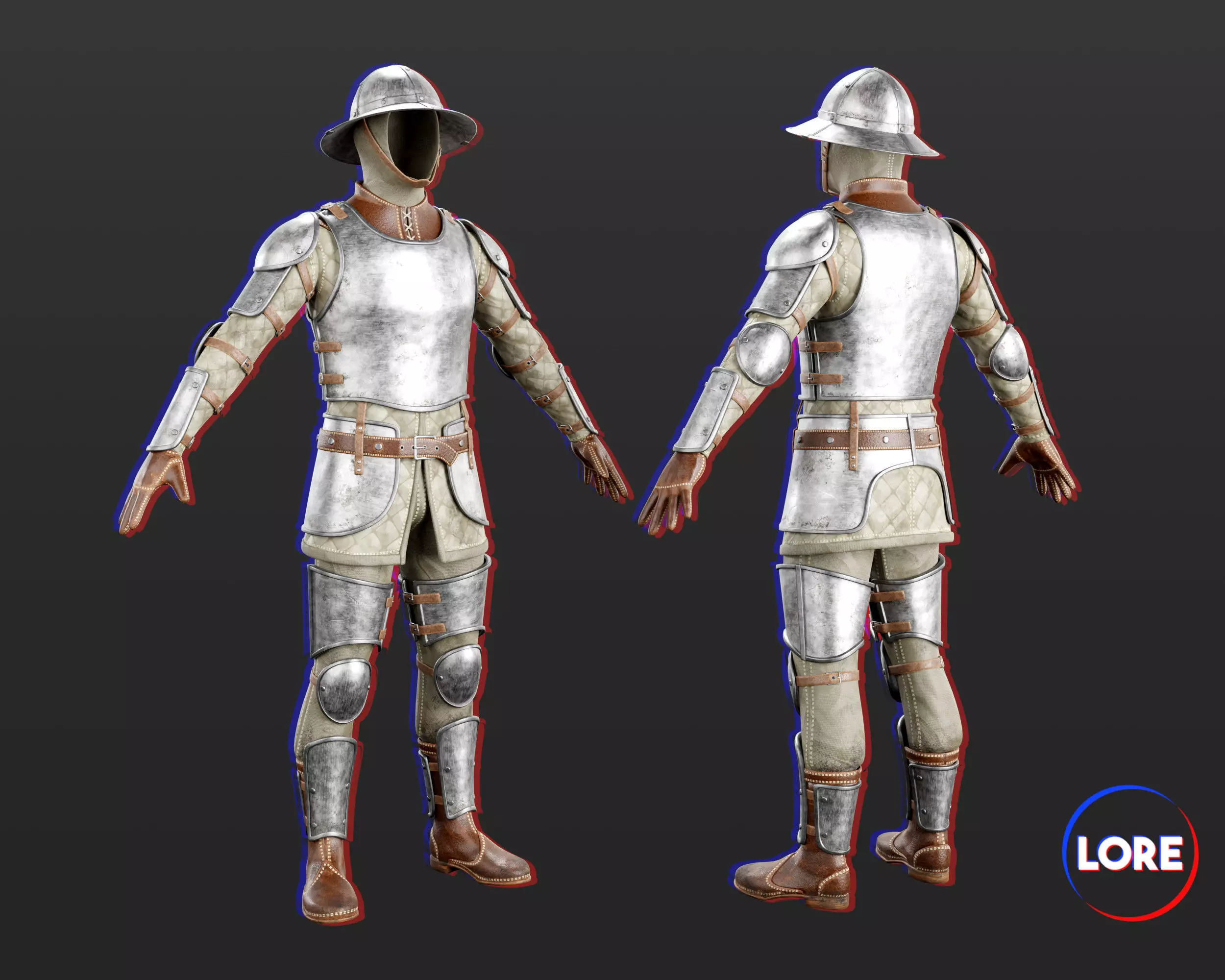 Medieval Common Armor Suit Low-poly 3D model