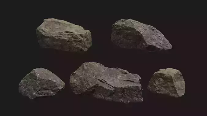PBR Scanned Rock 5 Pack