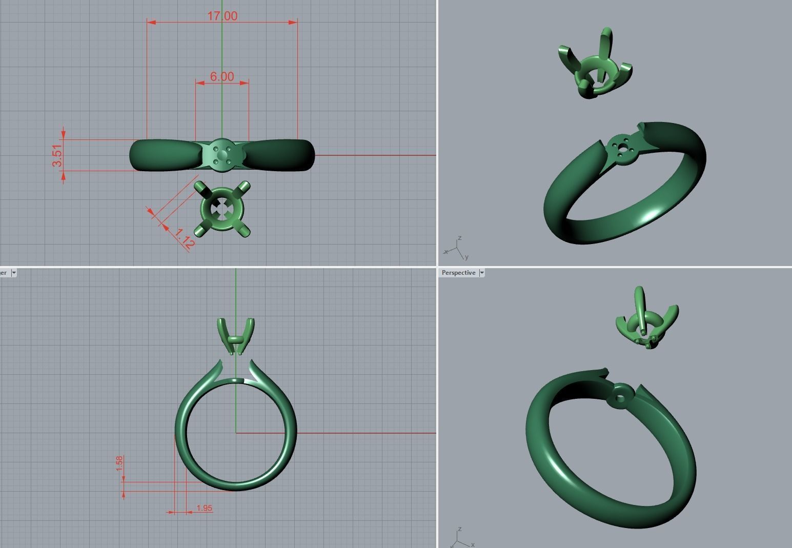 Solitaire Rings 3D print model_9