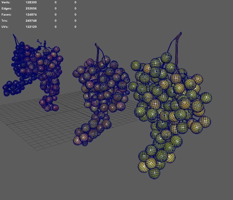 grape 4 types Low-poly 3D model_11
