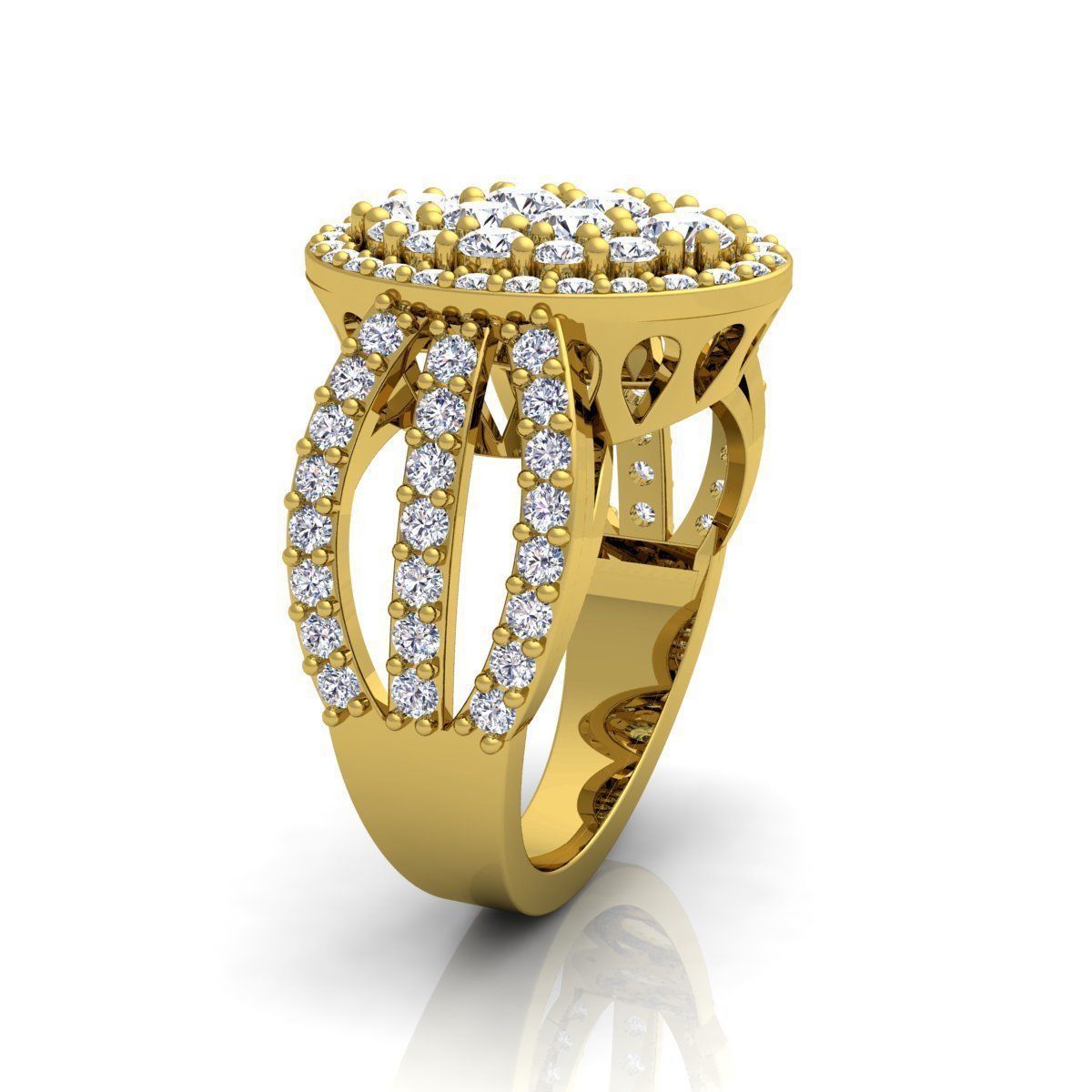 Luxury Halo Ring 3D print model_3