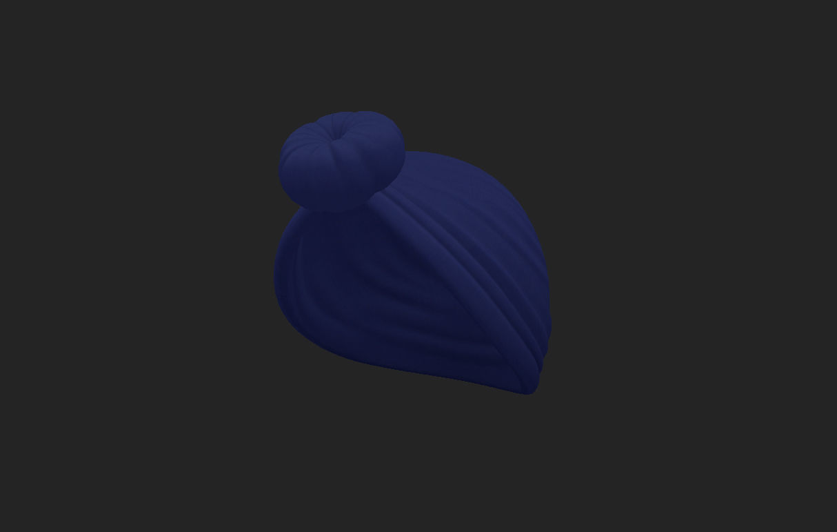 Women Turban Hat 3D model_10