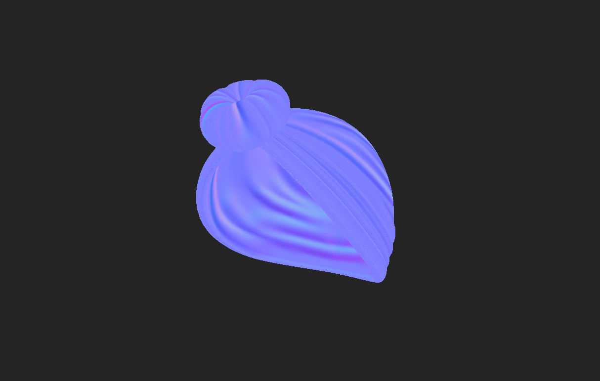 Women Turban Hat 3D model_11