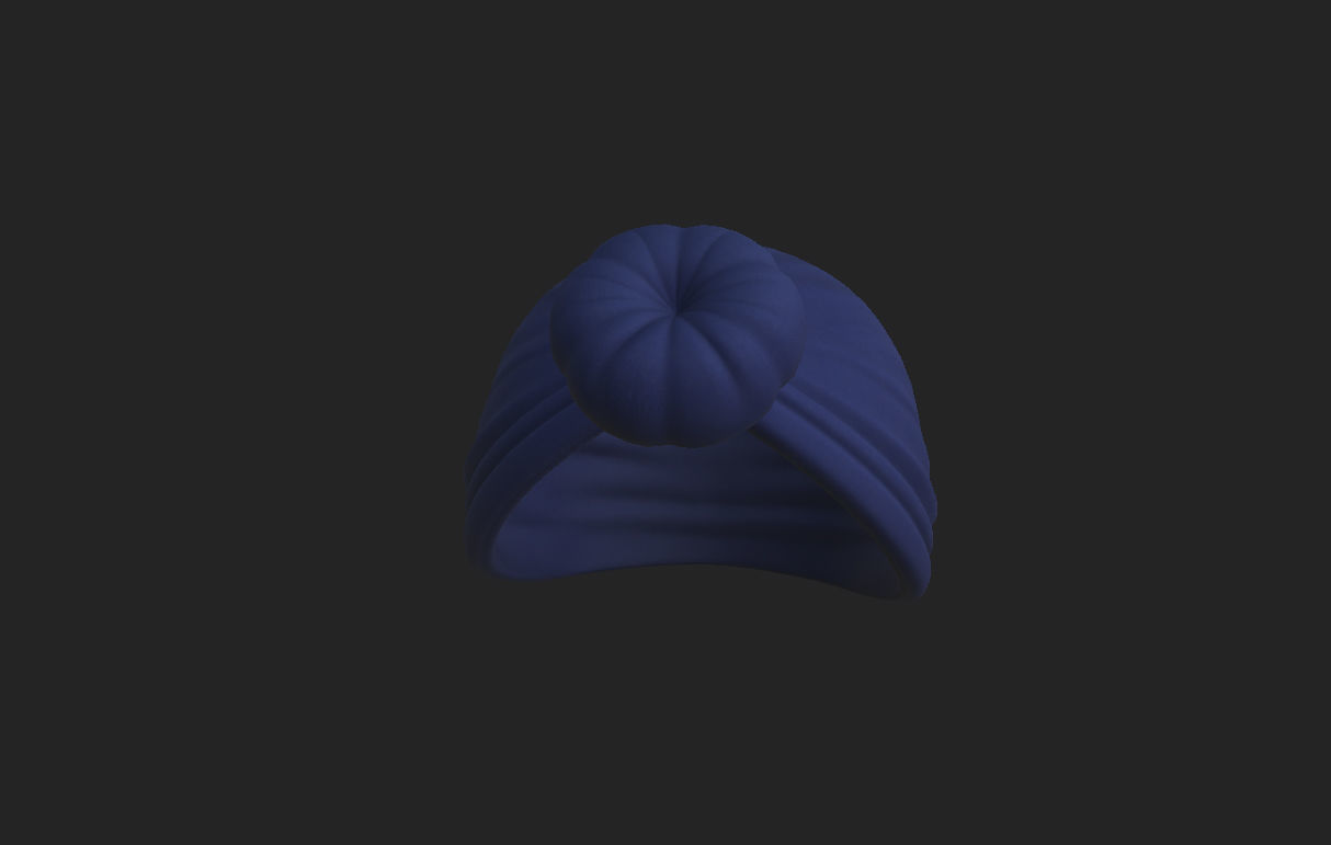 Women Turban Hat 3D model_12