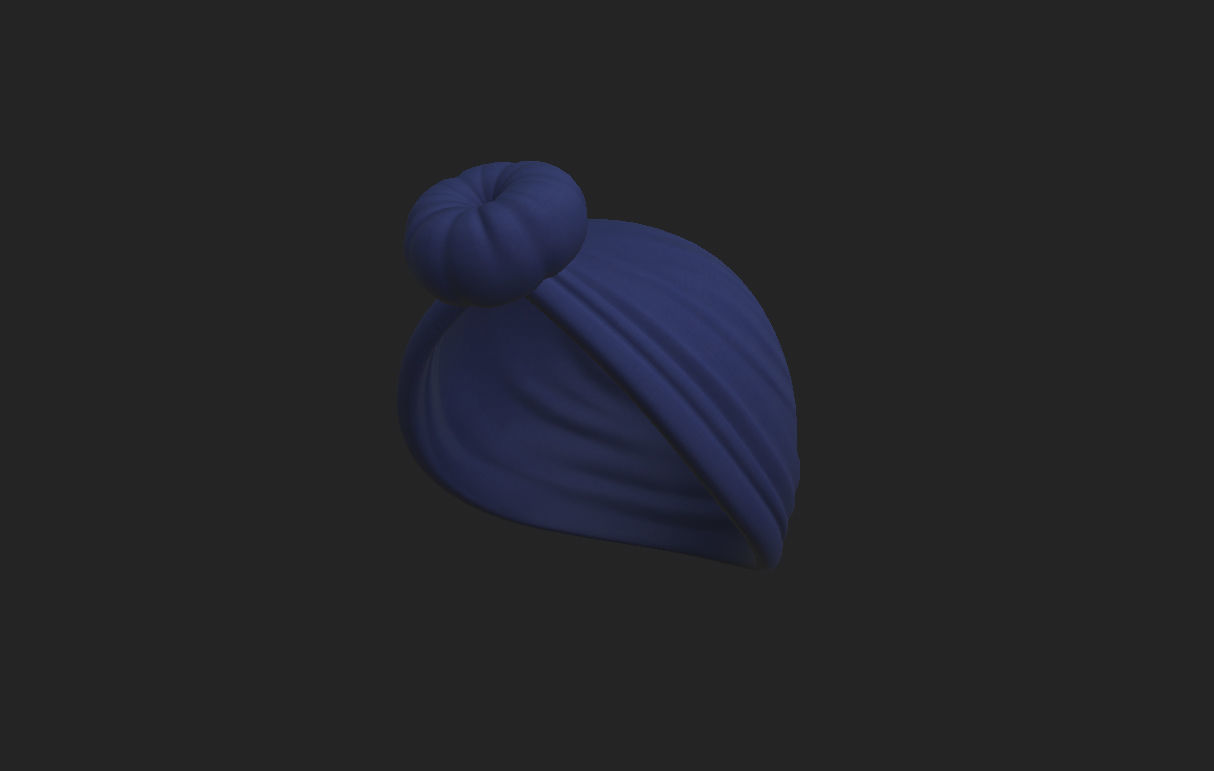 Women Turban Hat 3D model_9