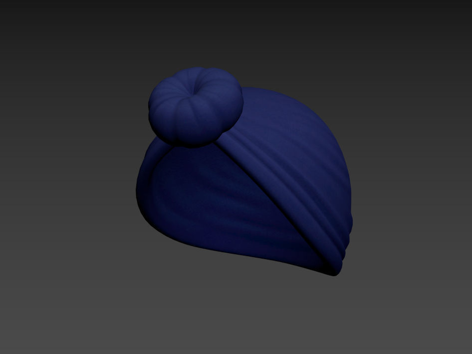 Women Turban Hat 3D model_15