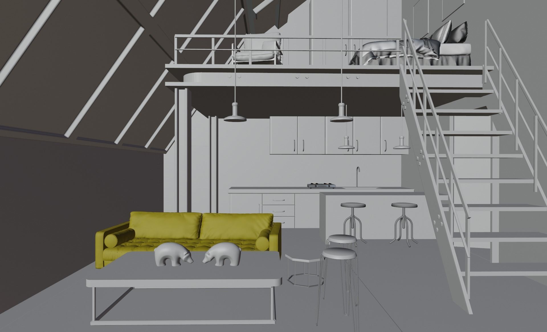 living room Free 3D model_1