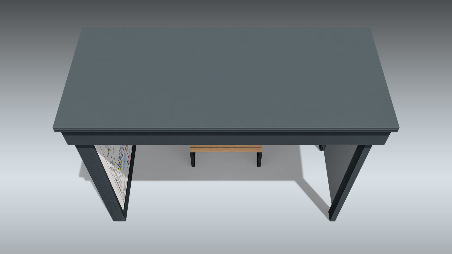 Bus Stop Shelter Low-poly 3D model_3