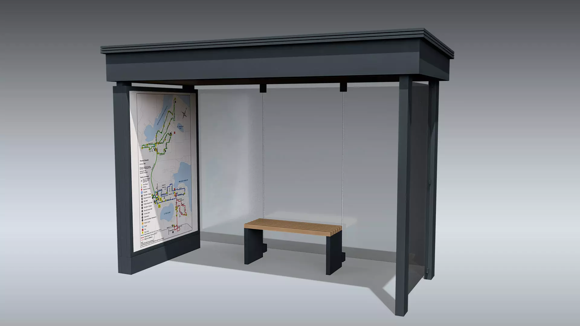 Bus Stop Shelter Low-poly 3D model_0