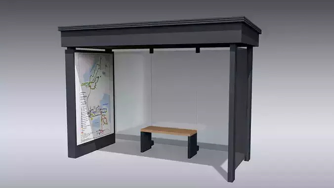 Bus Stop Shelter Low-poly 3D model Bus Stop Shelter Low-poly 3D model