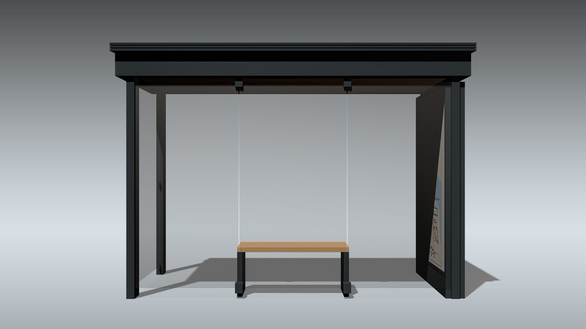 Bus Stop Shelter Low-poly 3D model_6