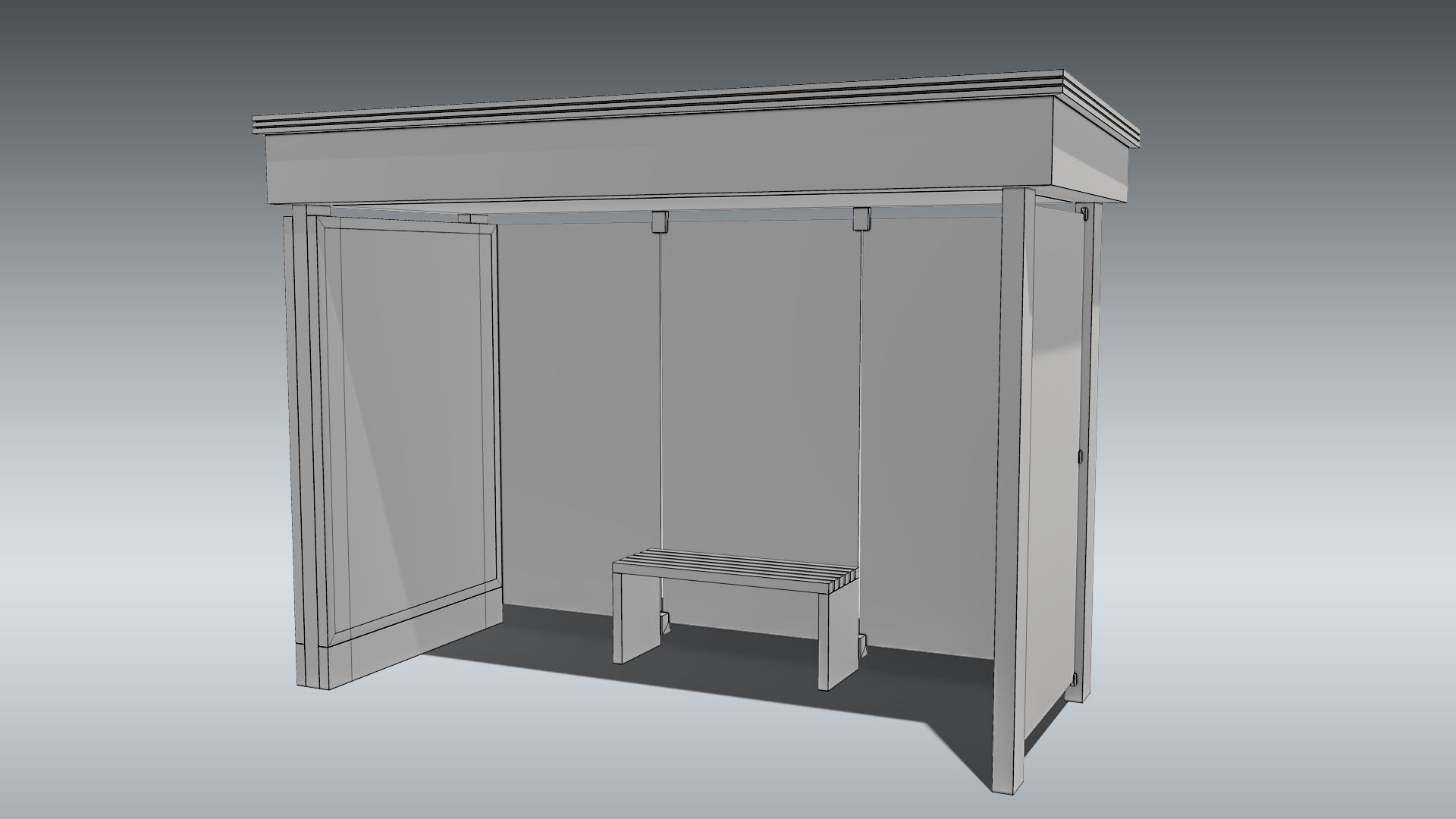 Bus Stop Shelter Low-poly 3D model_9
