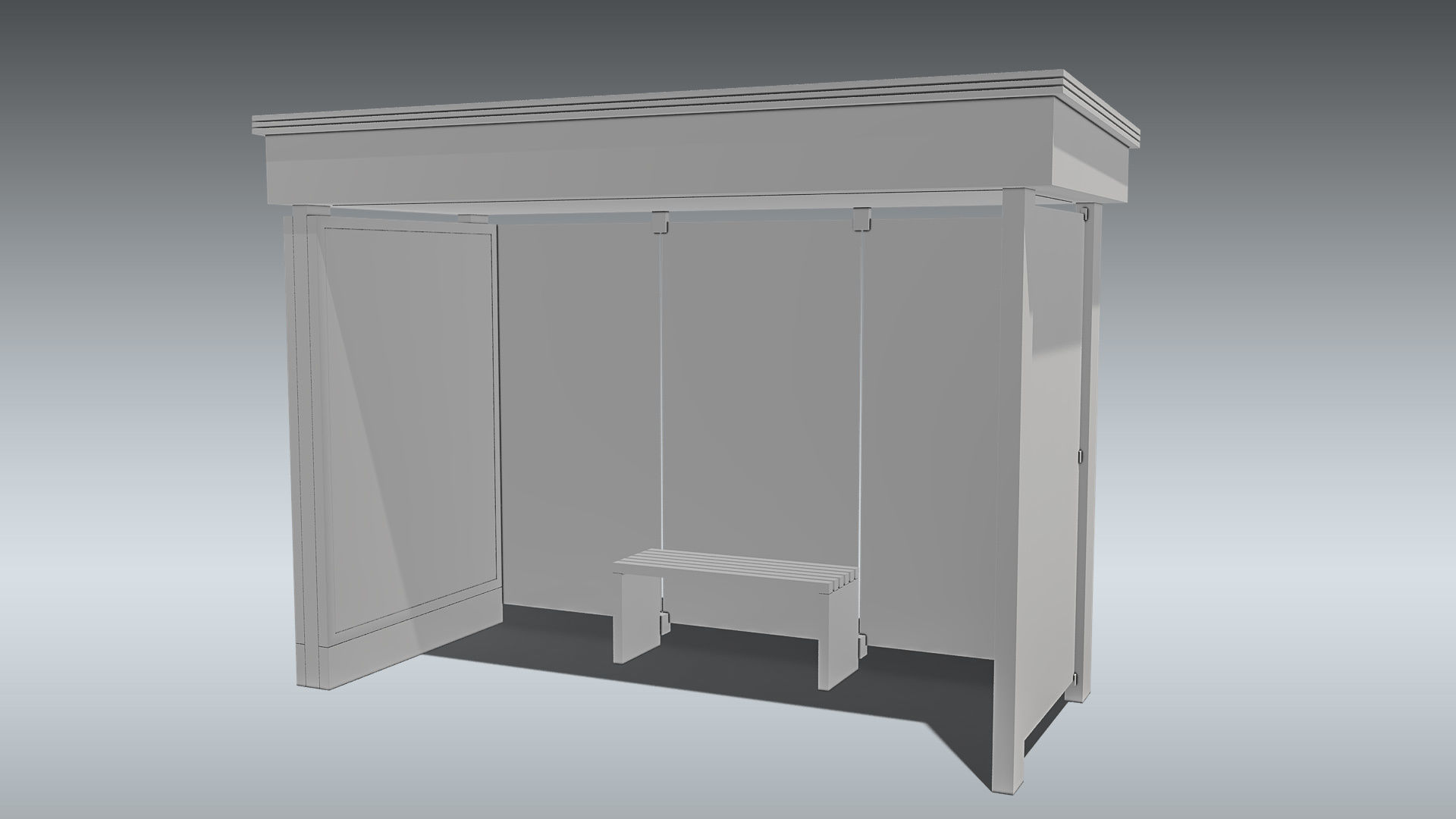 Bus Stop Shelter Low-poly 3D model_8