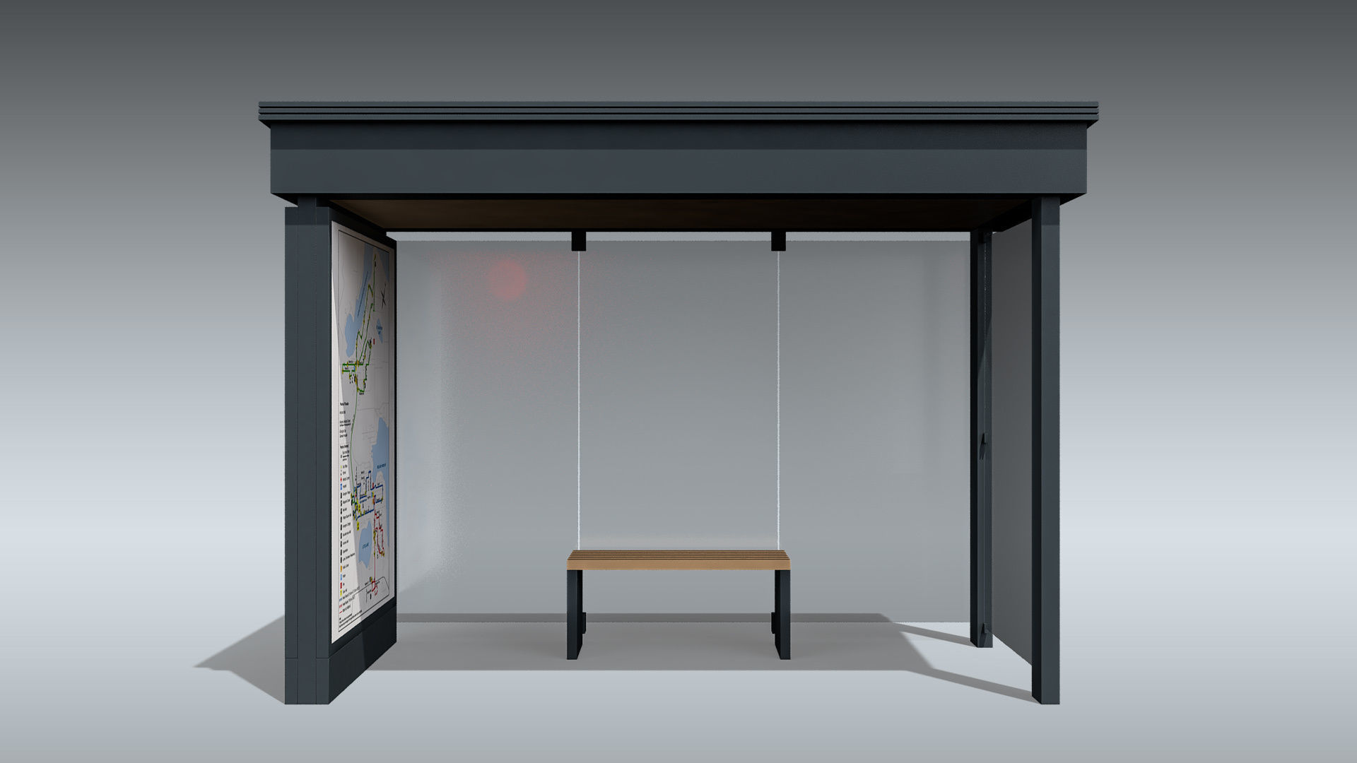 Bus Stop Shelter Low-poly 3D model_2