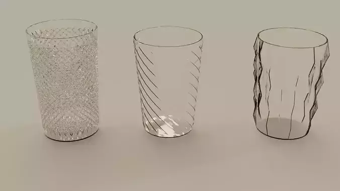 Set of 3 abstract glasses
