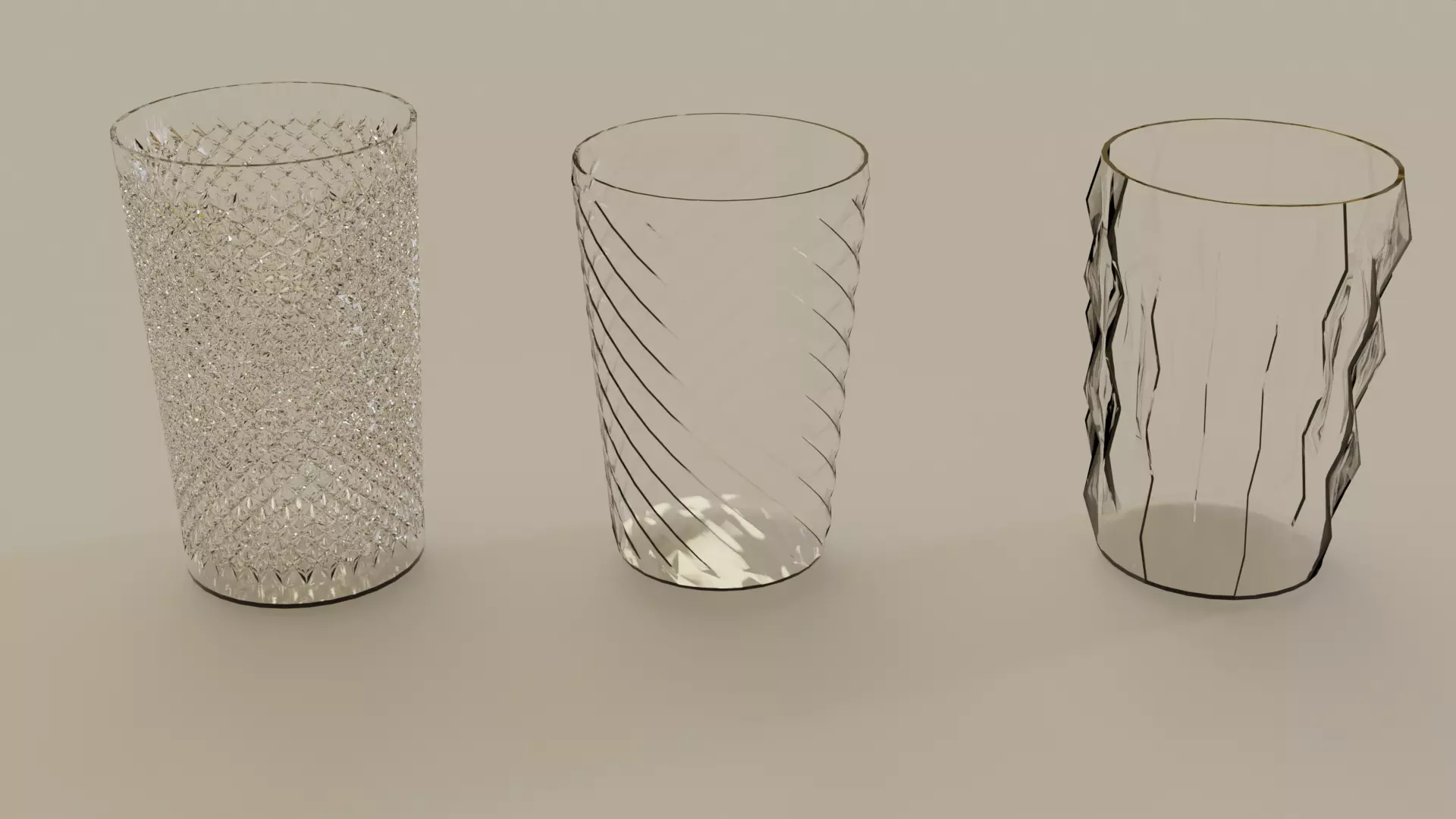 Set of 3 abstract glasses 3D model