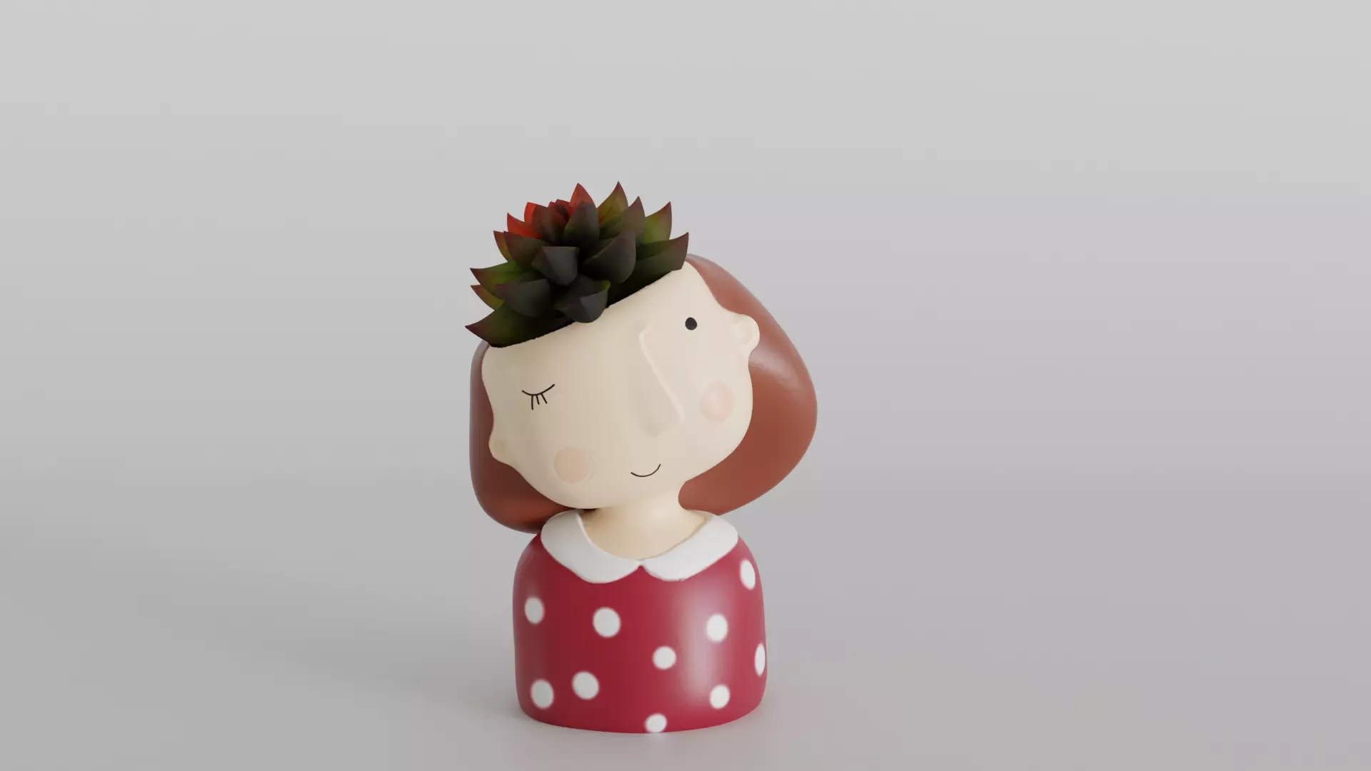 Whimsical Girl Planter 3D print model_0