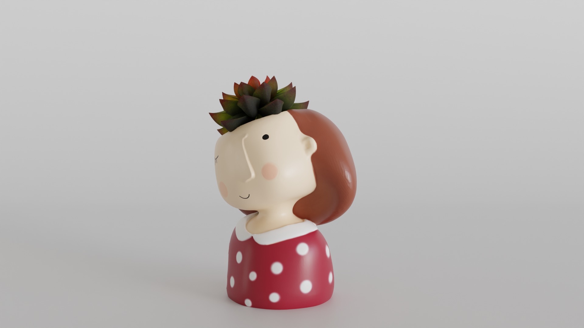 Whimsical Girl Planter 3D print model_7