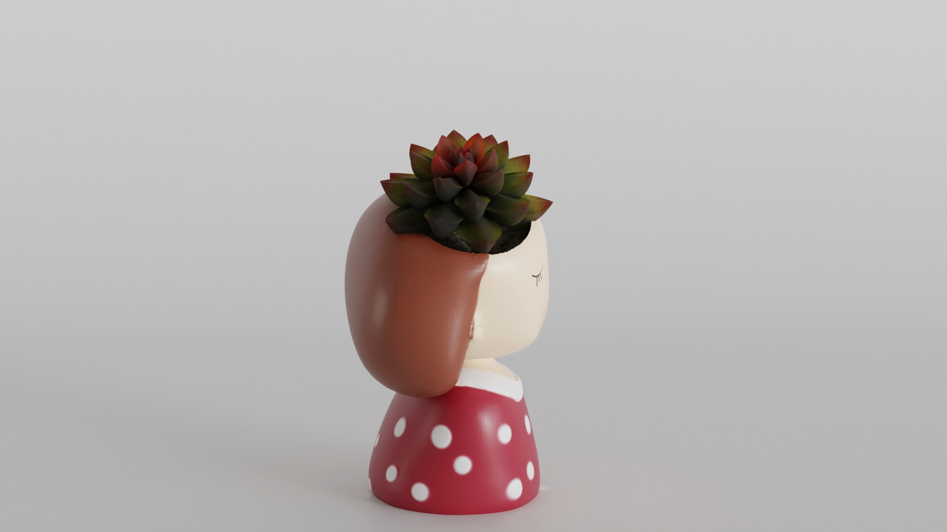 Whimsical Girl Planter 3D print model_2