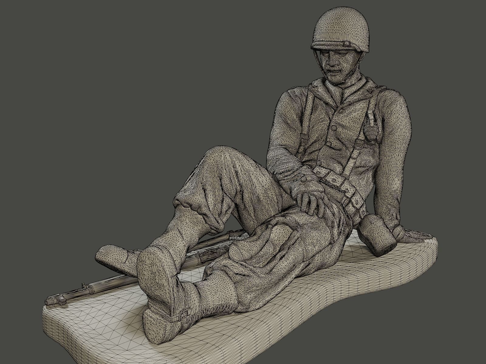 American soldier ww2 wounded A8 3D print model_10
