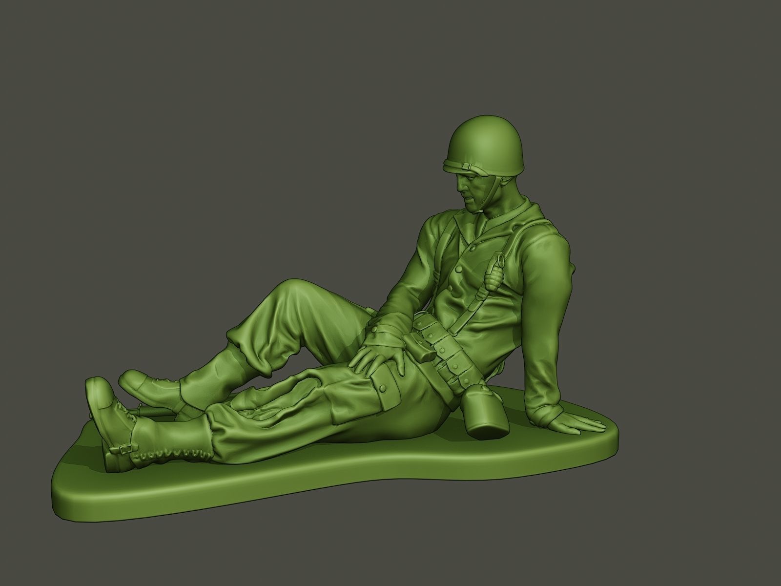 American soldier ww2 wounded A8 3D print model_1