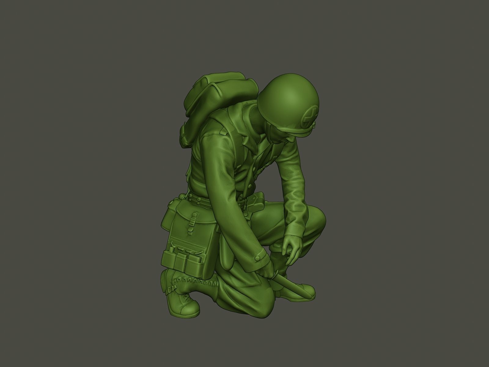 American soldier ww2 cutting A8 3D print model_29